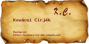 Kovácsi Cirjék névjegykártya